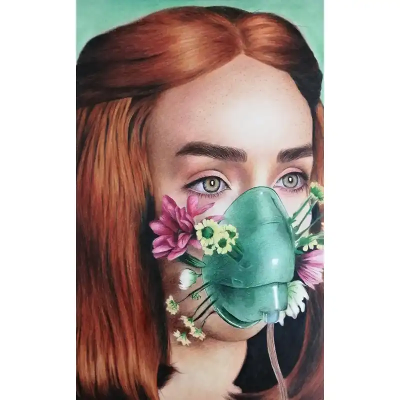 نقاشی مداد رنگی طرح ماسک