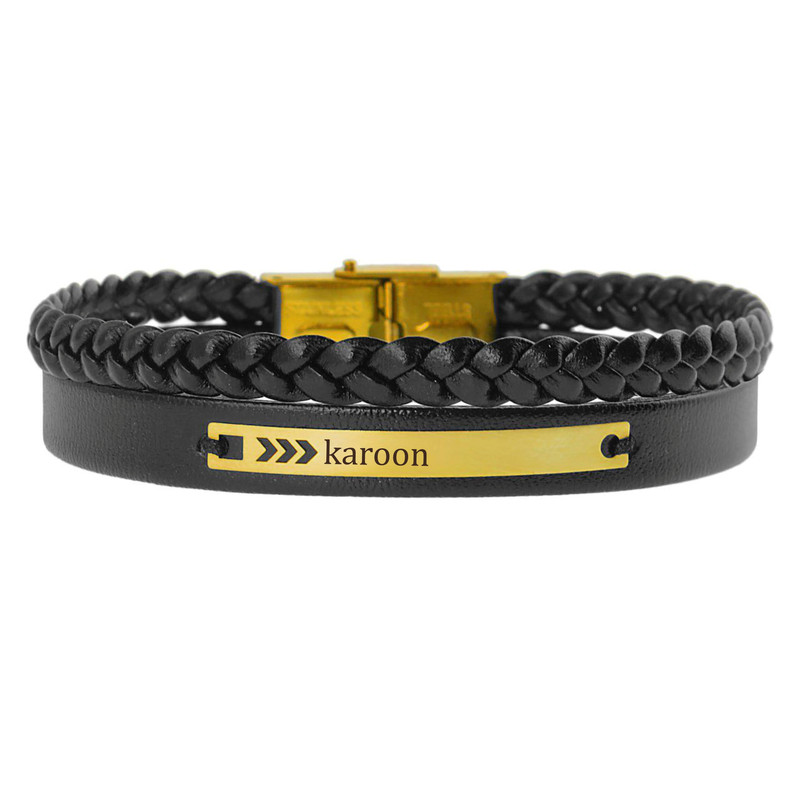 دستبند طلا 18 عیار مردانه لیردا مدل اسم کارون 202012