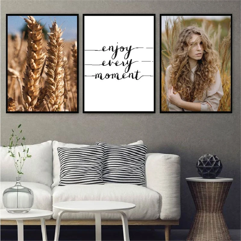 تابلو طرح گندم کد ST106 مجموعه 3 عددی