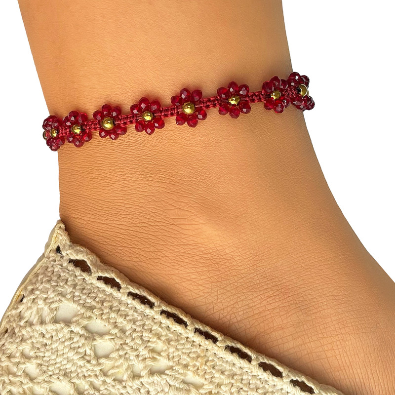 پابند زنانه دل تافته مدل چرمی کریستال و حدید کد Del_A29