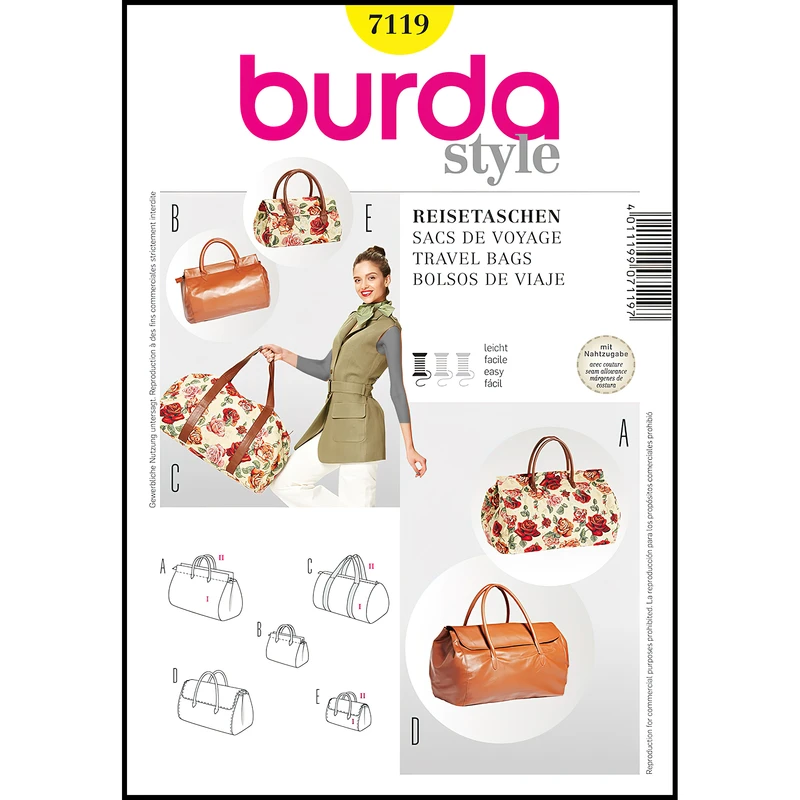 الگو خیاطی ساک سفری بوردا استایل کد 7119