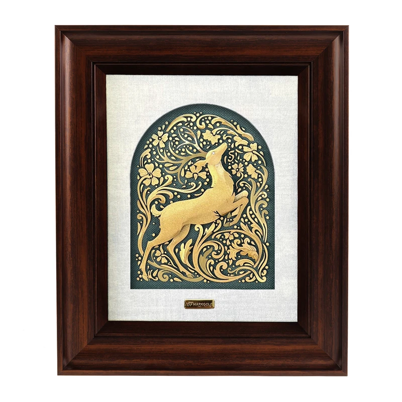 تابلو ورق طلا مارک گلد طرح غزال کد TF190