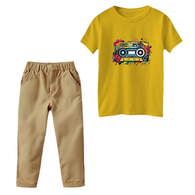 ست تی‌شرت و شلوار پسرانه مدل نوار کاست