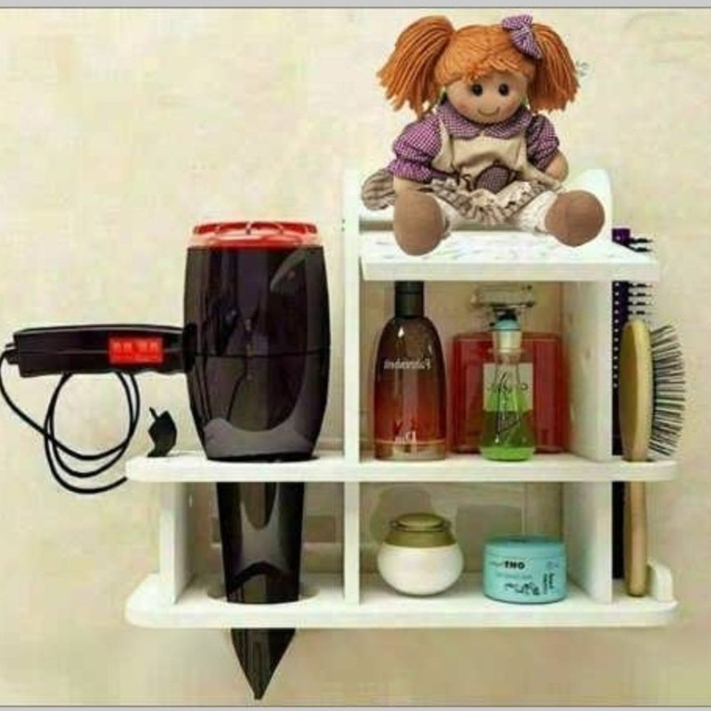 شلف دیواری مدل نگهدارنده سشوار طرح باکس دار