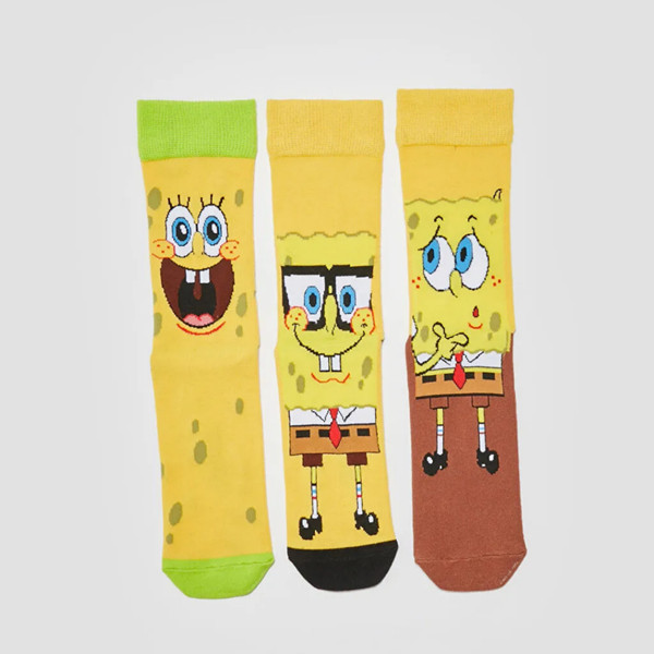 جوراب مردانه ال سی وایکیکی مدل spongebob مجموعه 3 عددی