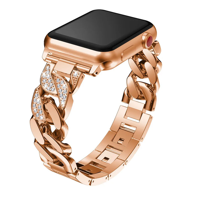 بند مسیر مدل Luxury Diamond Stainless  مناسب برای اپل واچ سری 1/2/3/4/5/6/7/8/9/SE/ULTRA/ULTRA 2 سایز 42/44/45/49 میلی متری