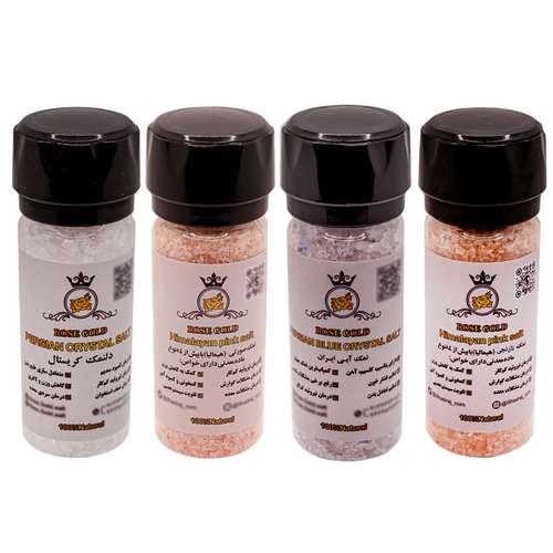 نمک صورتی هیمالیا و دل نمک و نمک آبی نمک نارنجی پنجاب رزگلد - 160 گرم بسته 4 عددی