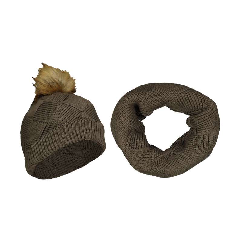 ست کلاه و شال گردن بافتنی زنانه جاستیفای مدل W0410062NA-army green