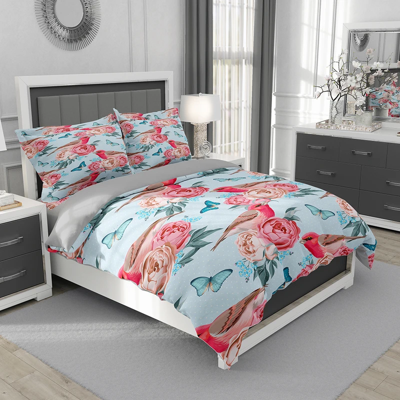 سرویس روتختی یک نفره 5 تکه  نوپه هوم مدل  پرنده و گل T6215