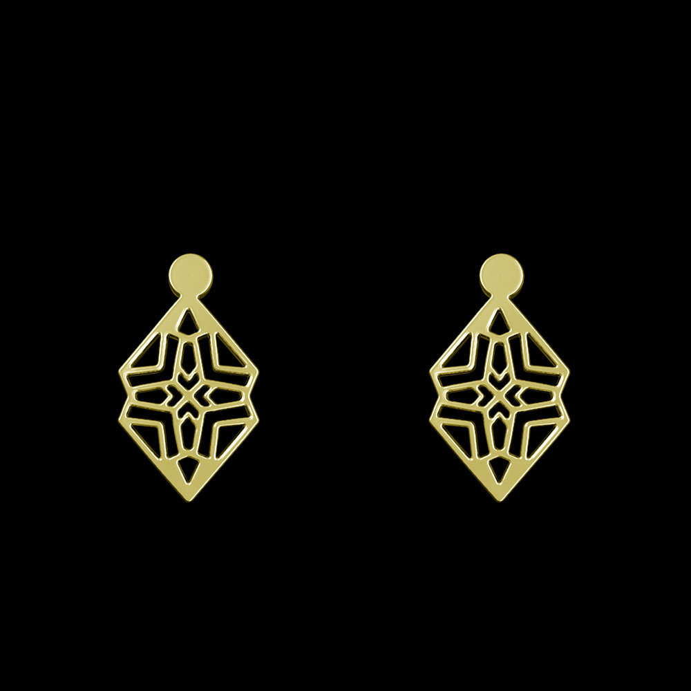 گوشواره طلا 18 عیار زنانه مدوپد مدل هندسی کد GA1-10243