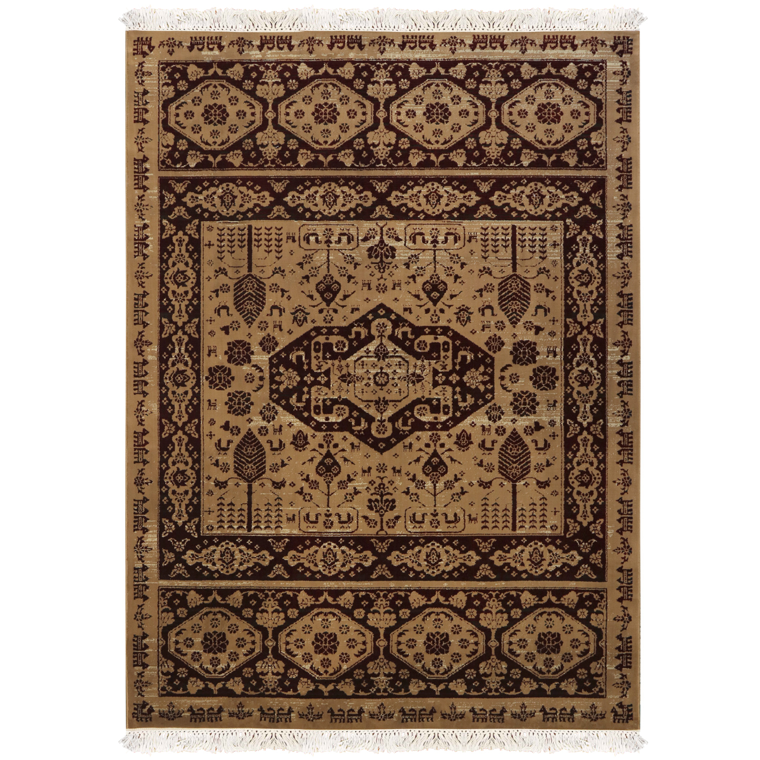 فرش ماشینی مهستان مدل کیلیم کد kilim42 زمینه گردویی