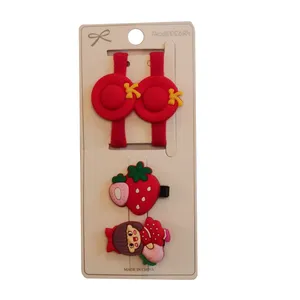 ست گیره و کش مو مدل کلاه و توت فرنگی کد 104 مجموعه 4 عددی