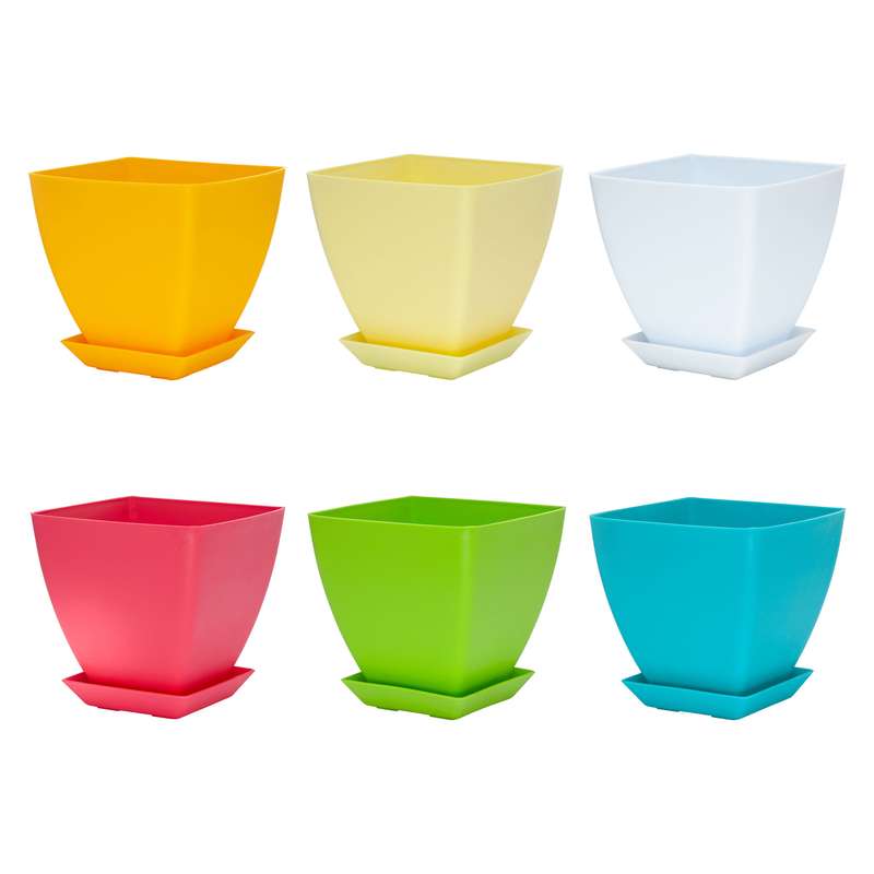 گلدان گل آذین مدل پلاستیکی مربع کد A5 مجموعه 6 عددی گلدان گل آذین مدل پلاستیکی مربع کد A5 مجموعه 6 عددی