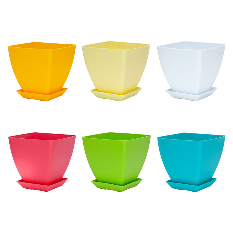 گلدان گل آذین مدل پلاستیکی مربع کد A5 مجموعه 6 عددی گلدان گل آذین مدل پلاستیکی مربع کد A5 مجموعه 6 عددی