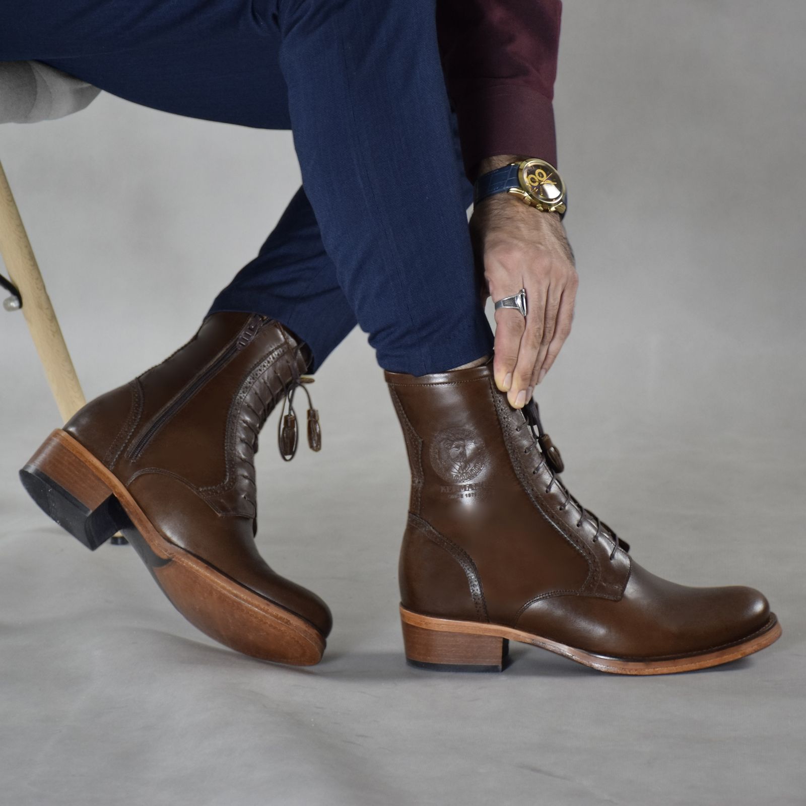 بوت مردانه کرمانی مدل تمام چرم دستدوز کد 637 - - 12