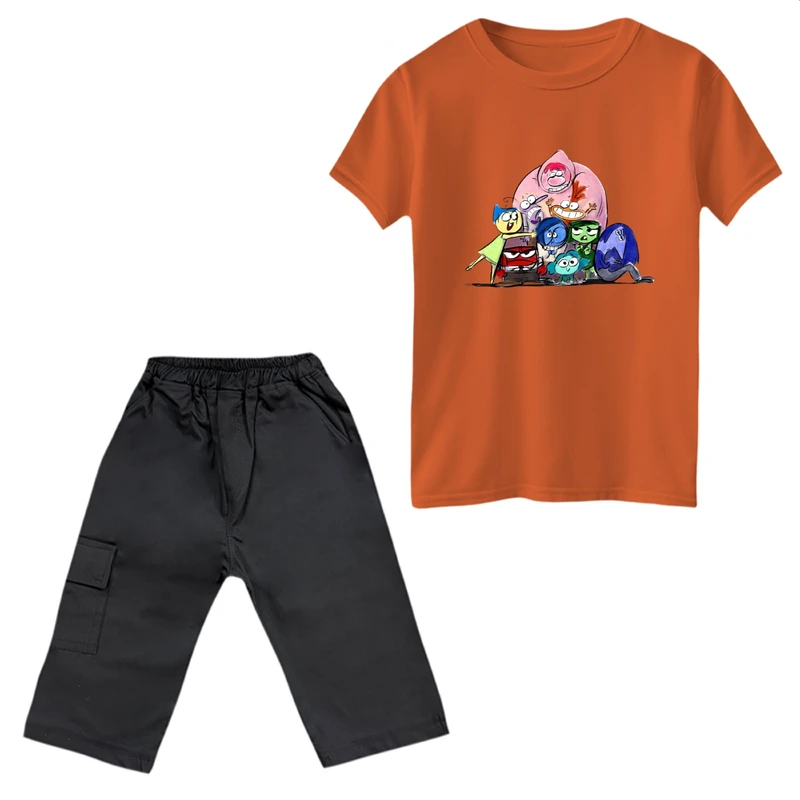 ست تی‌شرت آستین کوتاه و شلوارک دخترانه مدل انیمیشن درون و بیرون کد 11