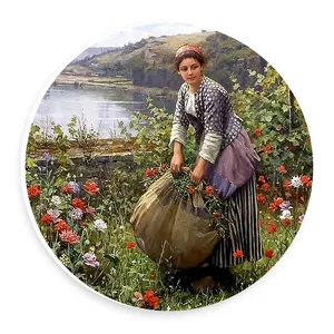 دیوارکوب طرح نقاشی زن روستایی و باغ گل مدل wtb376