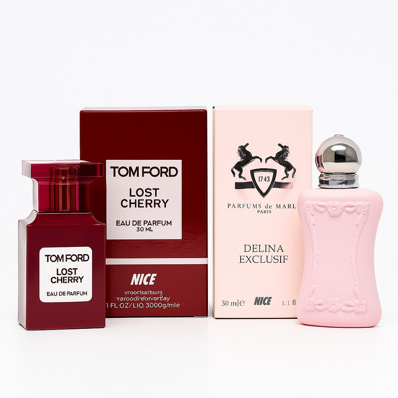 عطر جیبی زنانه نایس مدل مارلی دلینا و تام فورد لاست چری با رایحه گرم حجم 30 میلی لیتر  بسته دو عددی