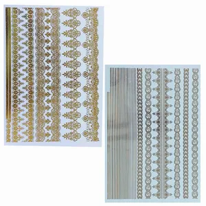 برچسب مدل حاشیه خطی طلا کوب کد-0231 مجموعه 2 عددی