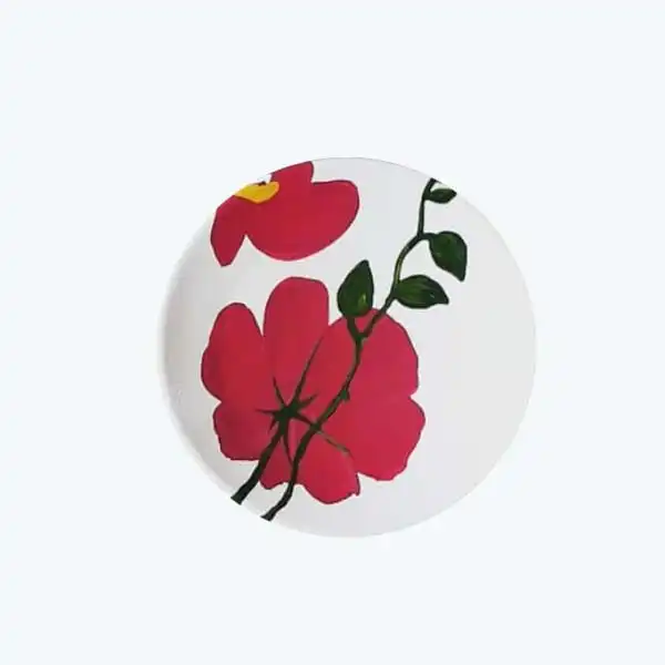 بشقاب دیوارکوب سفالی طرح گلدان گل مجموعه 7عددی