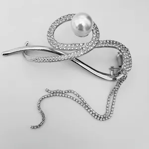 گیره مو زنانه مدل آبشاری طرح نگینی مارپیچ