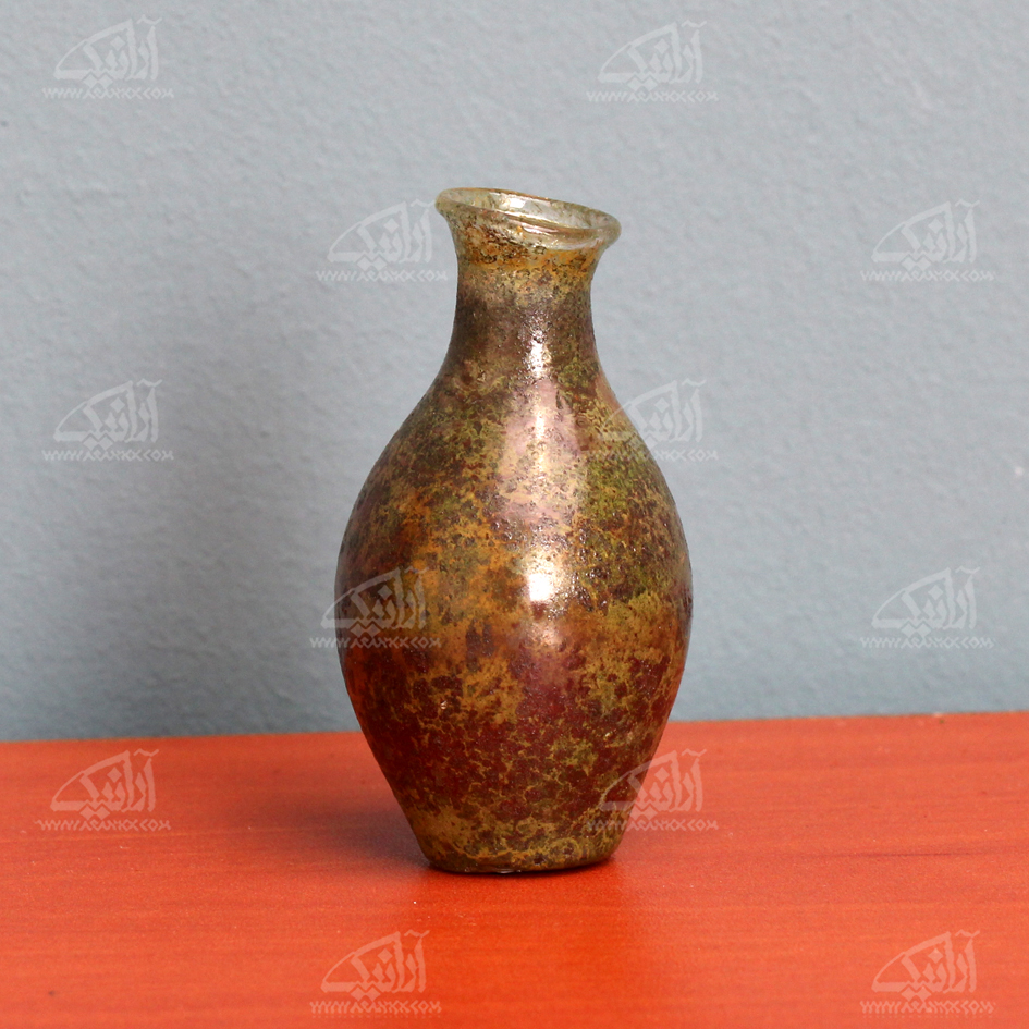 گلدان مینیاتوری شیشه گری با حرارت مستقیم‏ ‏ قهوه ای‏ طرح ‏خزان‏ مدل 1015900021