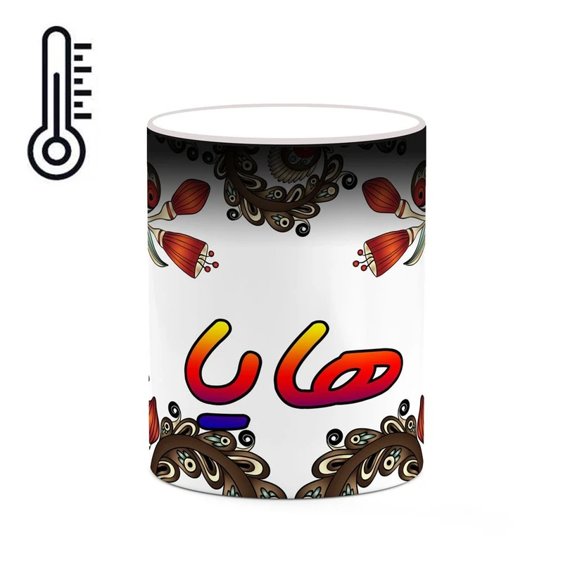 ماگ حرارتی کاکتی مدل اسم هایا طرح سنتی گل و بته کد mgh48226