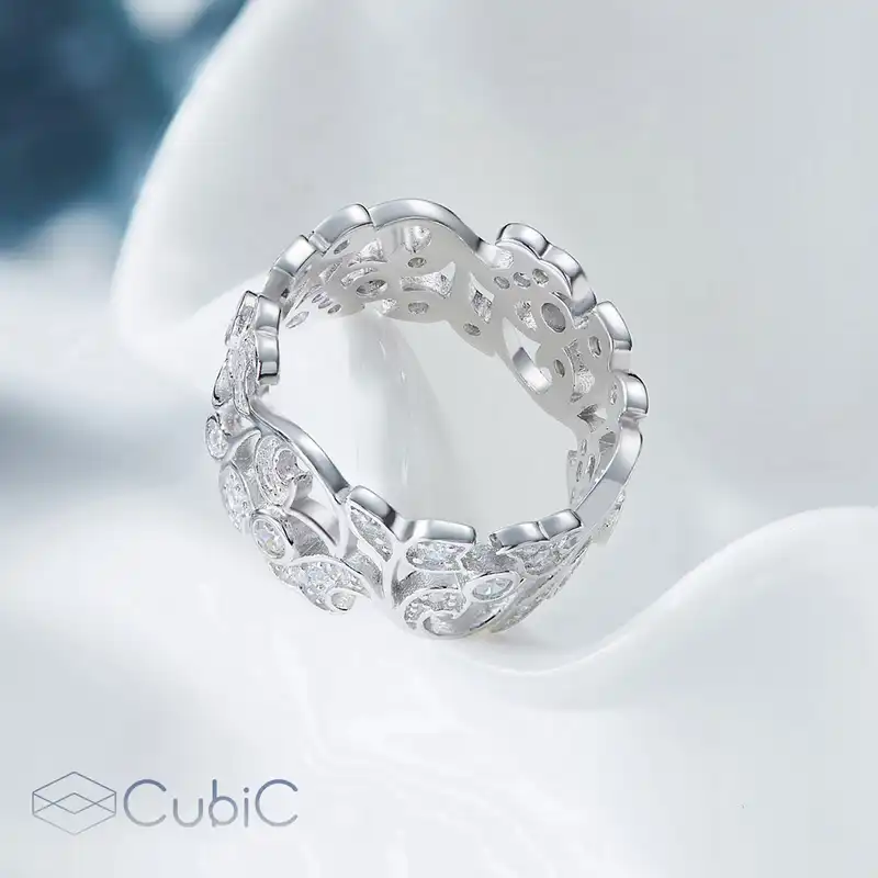 انگشتر نقره زنانه کوبیک مدل QR-3003