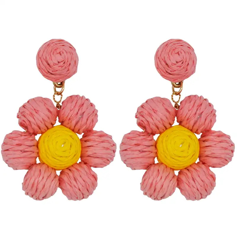 گوشواره زنانه مدل گل حصیری