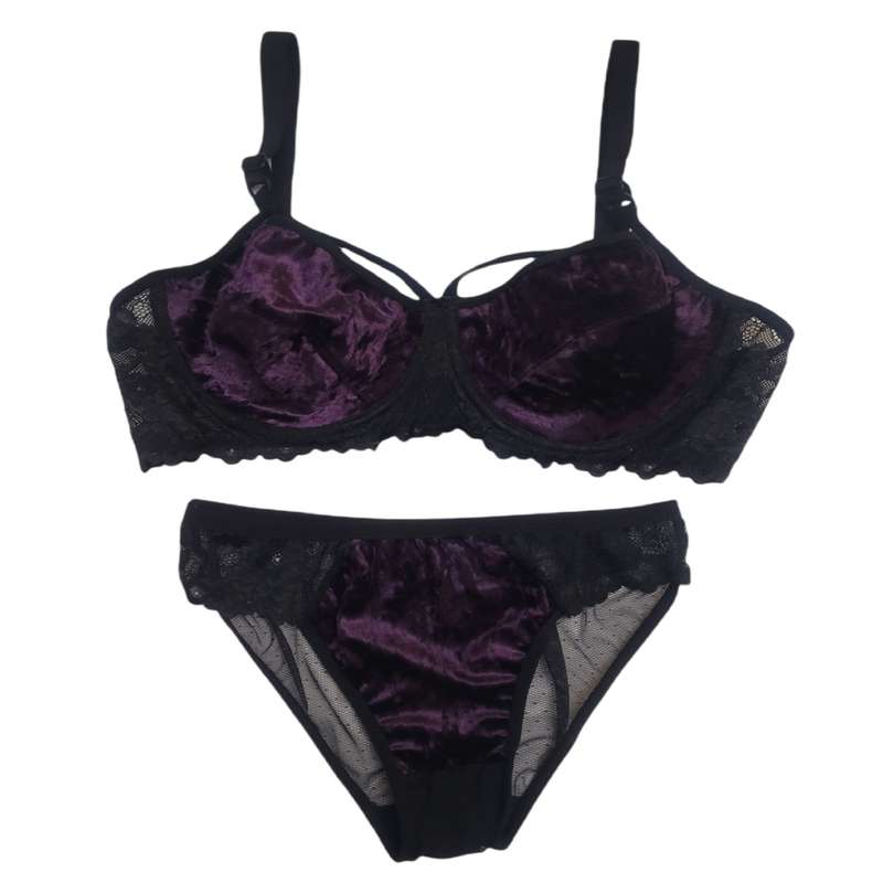 ست شورت و سوتین زنانه مدل مخملی دانتلی