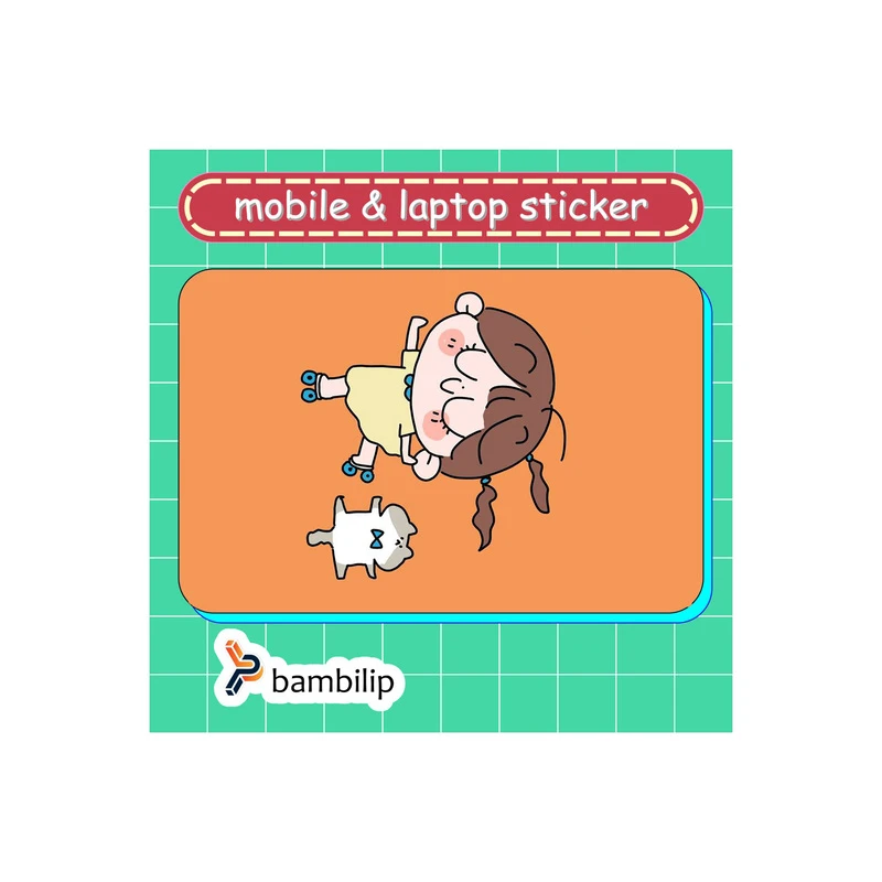استیکر بامبیلیپ مدل کارت عابر طرح دختر و گربه اسکیت سوار کد 1799315