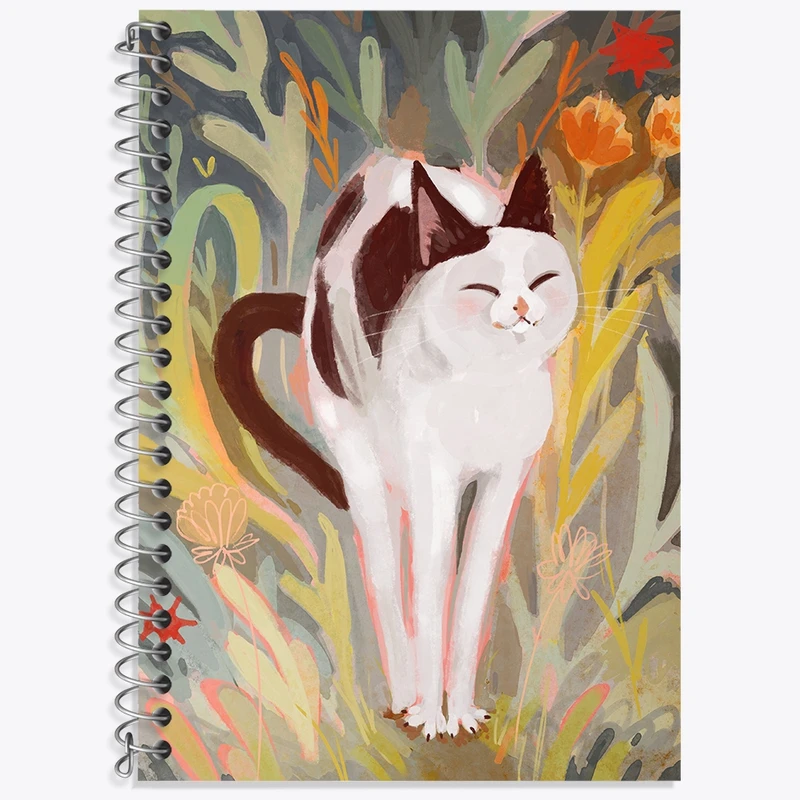 دفتر زبان 50 برگ خندالو مدل سه خط طرح گربه (Cat) کد N31