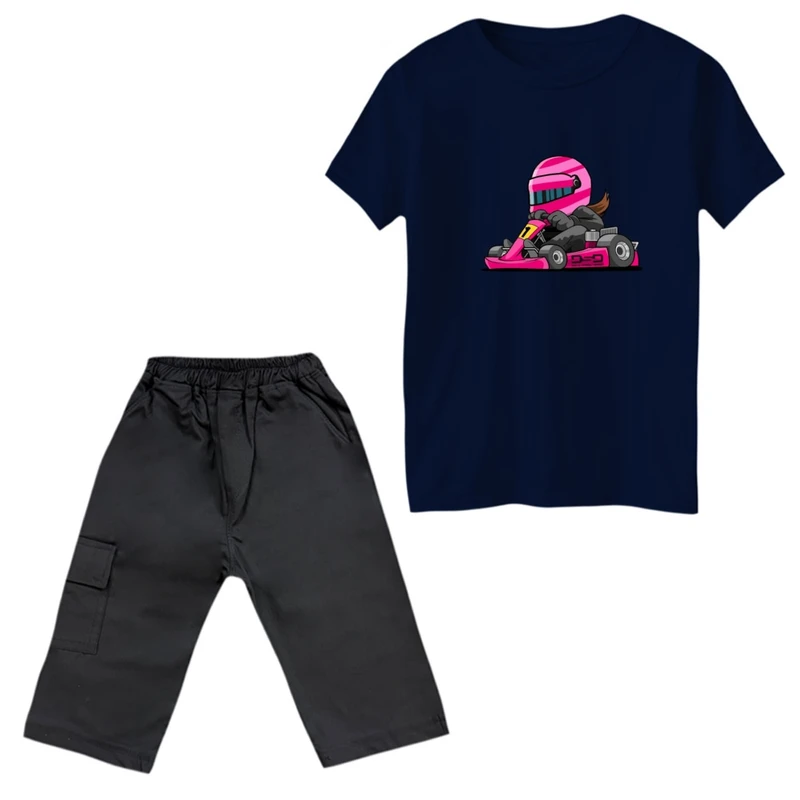 ست تی‌شرت و شلوارک پسرانه مدل ماشین کد 1