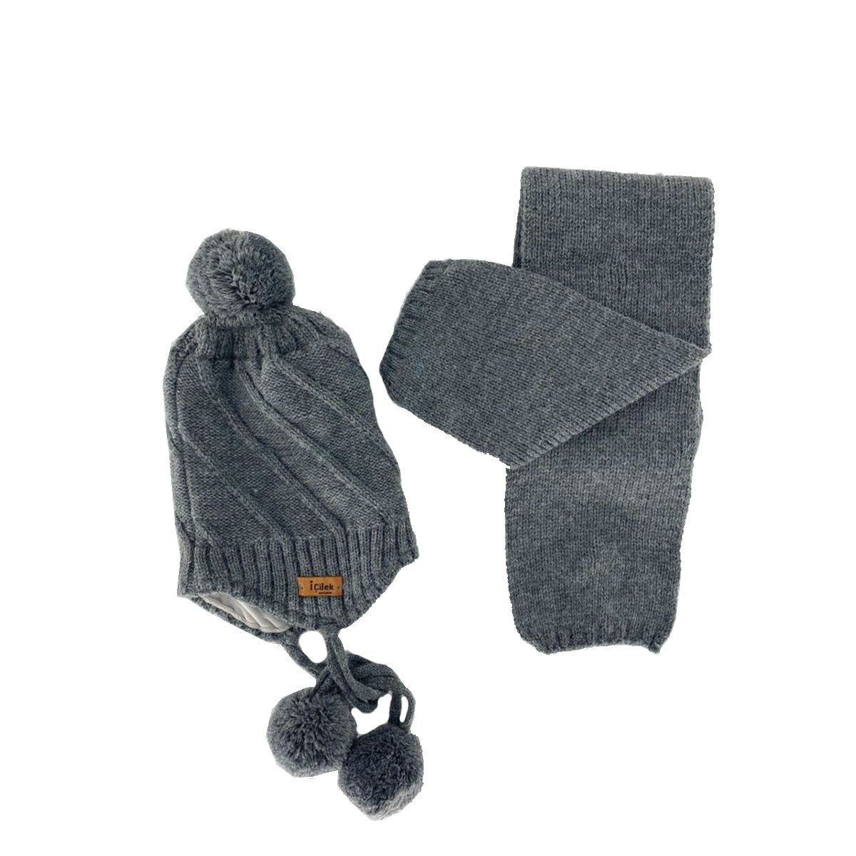 ست کلاه و شال گردن بافتنی پسرانه آی چیلک مدل IC022 -  - 1