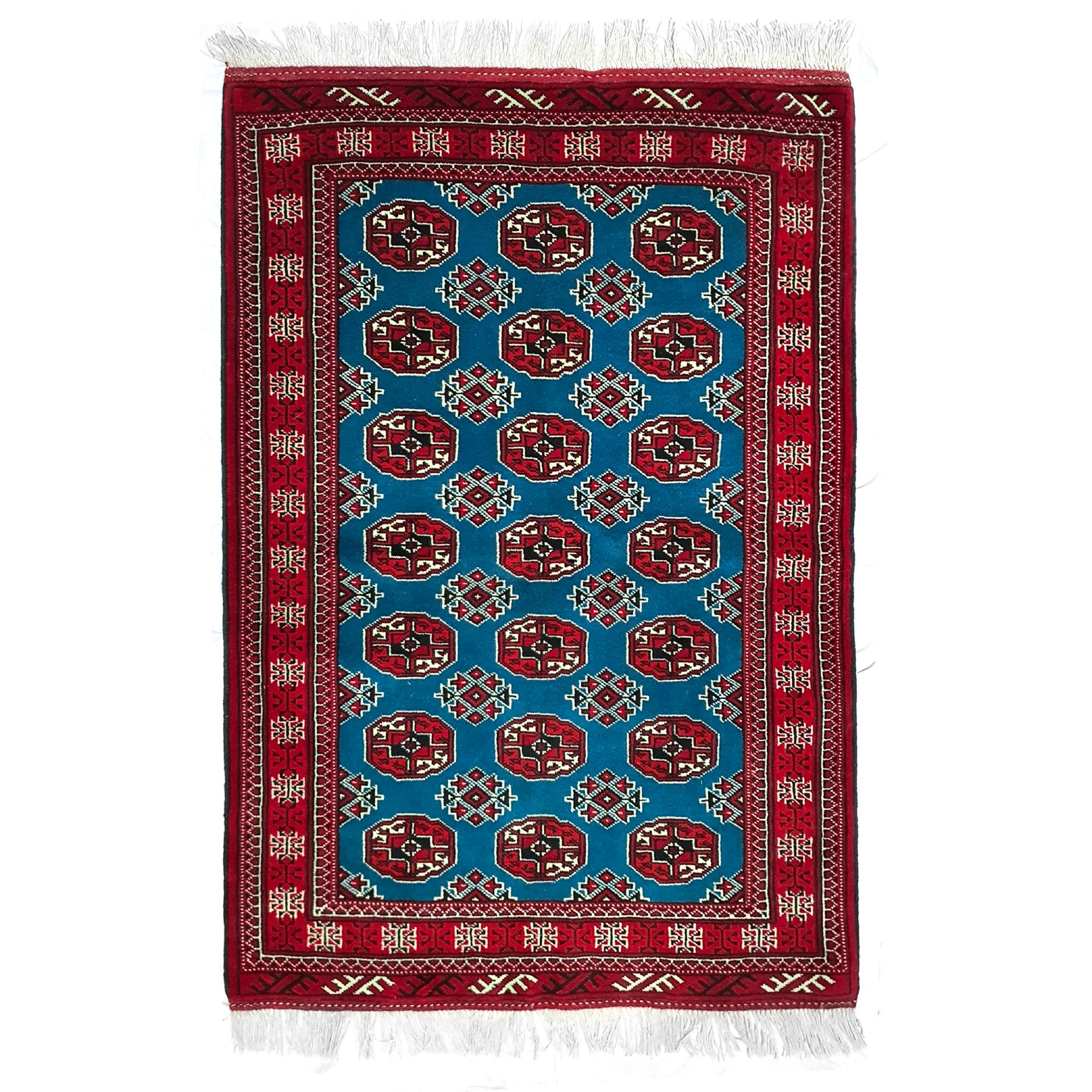 فرش دستبافت يک و نيم متری مدل ترکمن  کد 1020