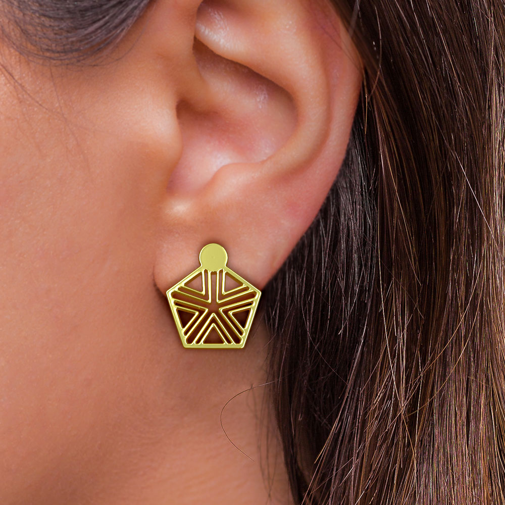 گوشواره طلا 18 عیار زنانه مدوپد مدل پنج ضلعی کد GA1-10223