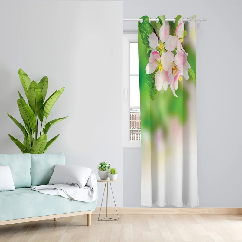 پرده طرح شکوفه مدل مخمل پانچی کد L 438_L Z سایز 140x200 سانتی متر
