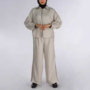 ست شومیز و شلوار زنانه آدور مدل جناقی رنگ کرم