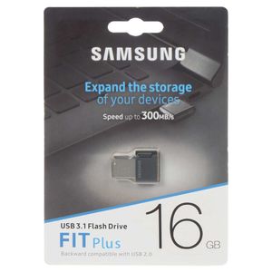 فلش مموری 16 گیگابایت سامسونگ مدل Fit Plus USB3.1 با طراحی بندانگشتی، مقاوم در برابر آب، ضربه، شوک و گرد و غبار و سازگار با همه سیستم‌عامل‌ها