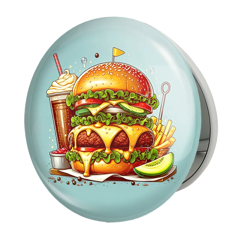 آینه جیبی خندالو طرح فست فود (Fast Food) مدل تاشو کد 36570