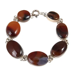 دستبند نقره زنانه بازرگانی میلادی مدل سنگ عقیق ام البنین کد DP_471