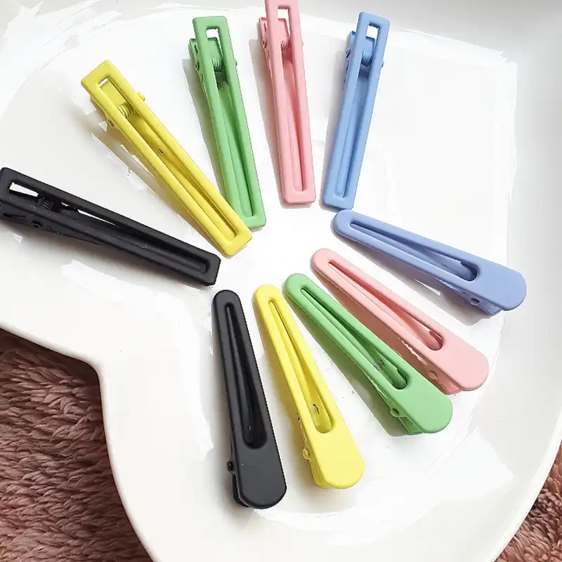 گیره مدل انبری بادامی و مستطیل پاستیلی مات بسته 2 عددی