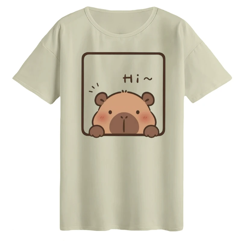 تی‌شرت لانگ آستین کوتاه زنانه مدل سلام رنگ کرم