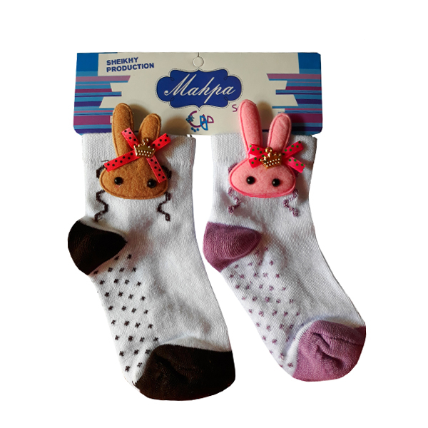 جوراب دخترانه مهپا مدل عروسکی مجموعه 2 عددی