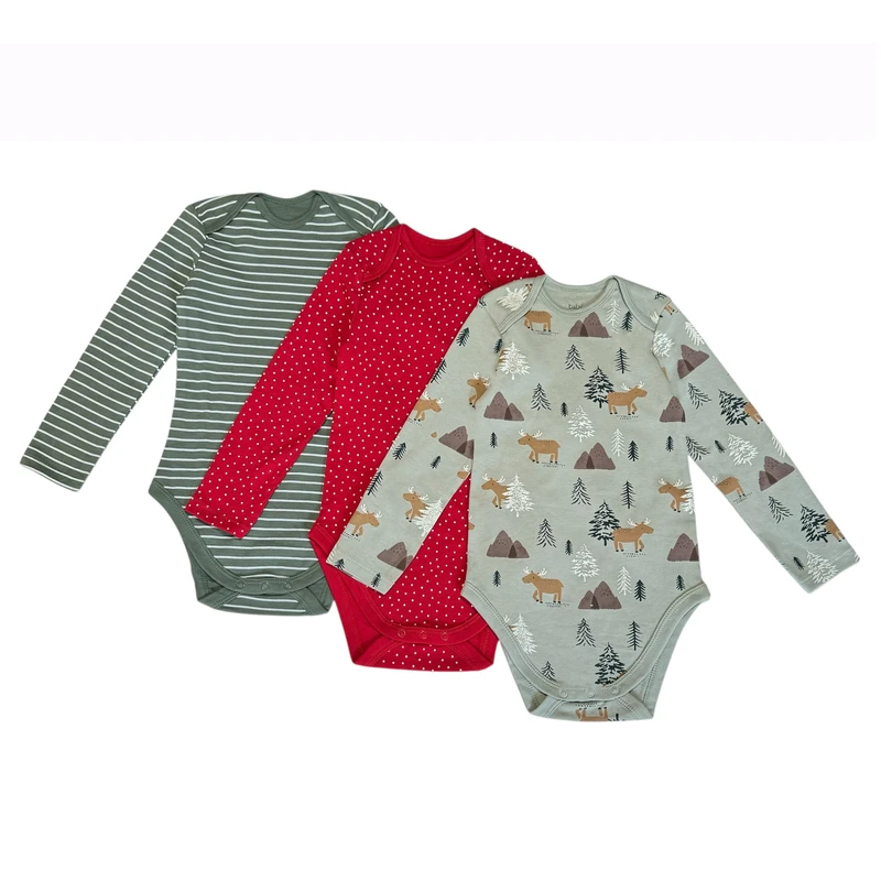 بادی آستین بلند نوزادی سی اند ای مدل 66589 مجموعه 3 عددی