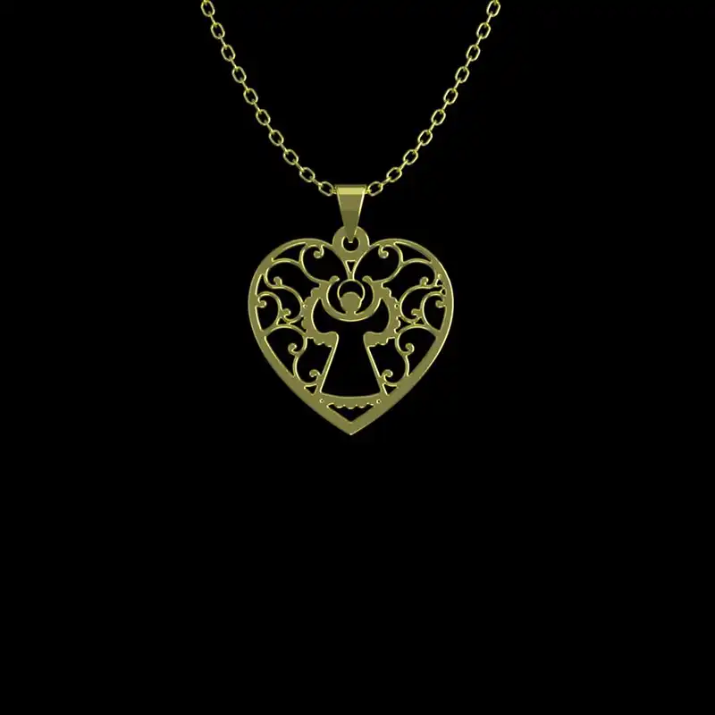 گردنبند طلا 18 عیار زنانه مدوپد مدل فرشته کد GBA10102 به همراه باکس گل رز جاویدان