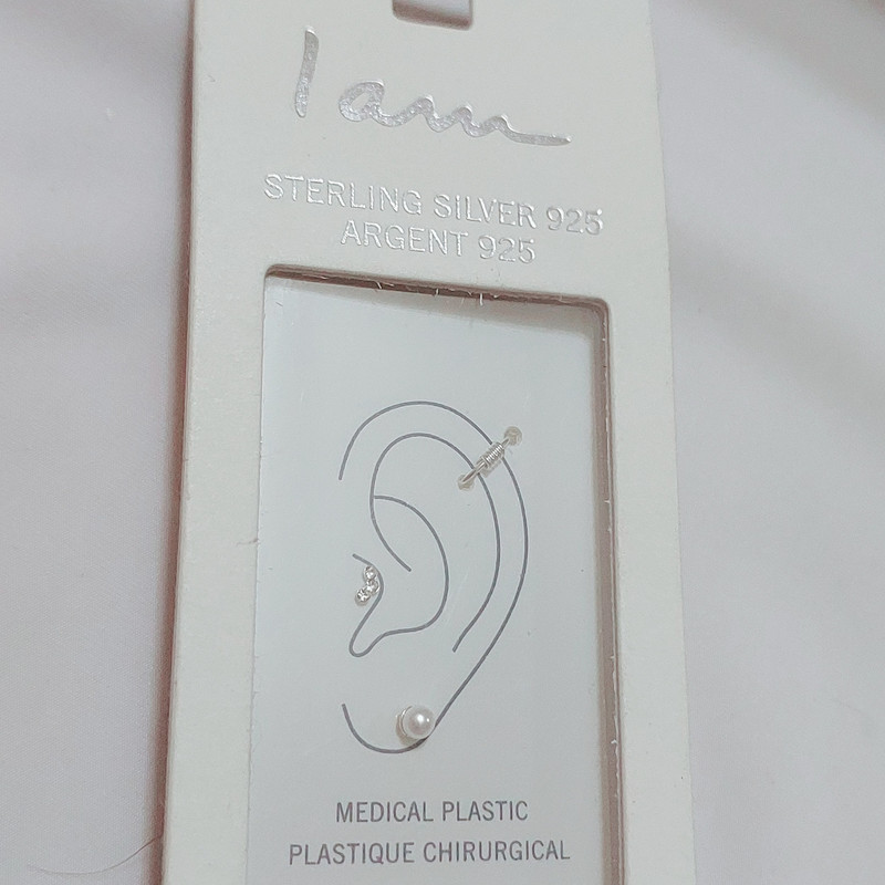 گوشواره نقره زنانه آی ام مدل تک مروارید مجموعه 3 عددی