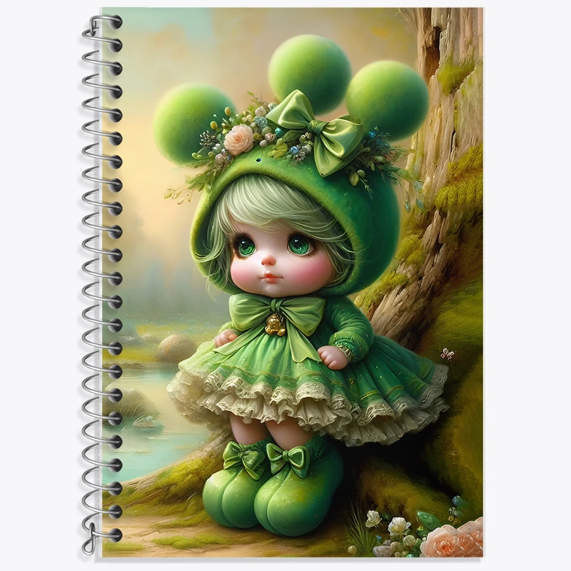 دفتر زبان 50 برگ خندالو مدل دو خط طرح دخترانه کیوت کد F6682