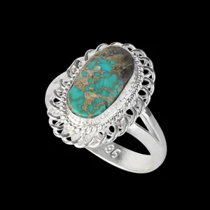 انگشتر نقره زنانه مدل فیروزه نیشابور کد NG5030