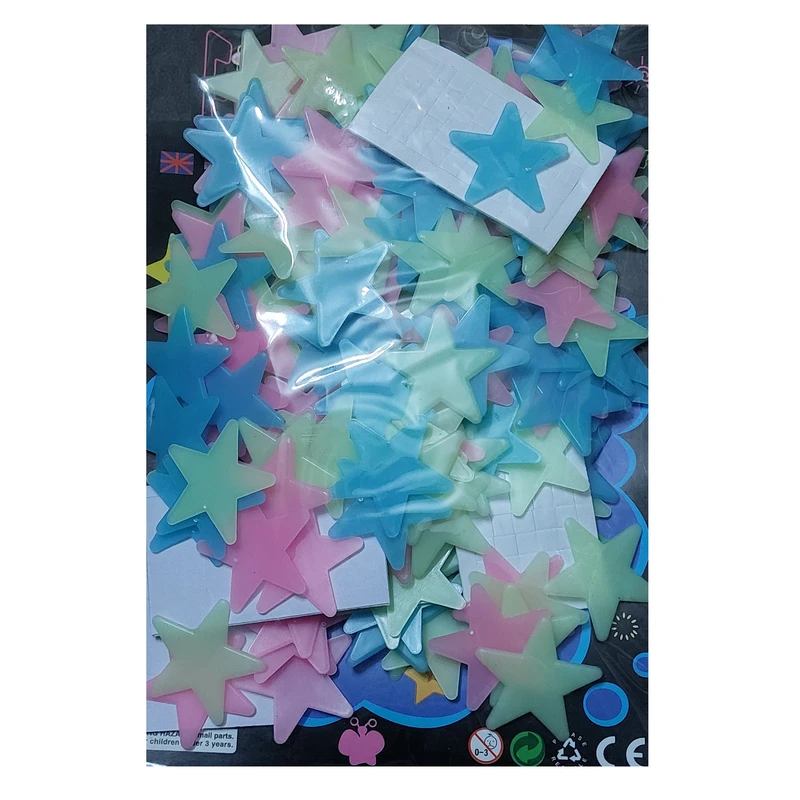 استیکر دیواری کودک طرح ستاره مدل شب تاب کد 4CS بسته 200 عددی